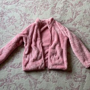 pink fluffy yarn fleece long sleeve jacket (kids)